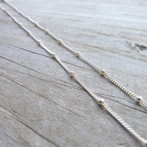 Satellite Chain Sterling Silver Beaded Necklace Layering Piece Tiny Sterling Silver Beads on Chain Dainy Beaded Choker image 3