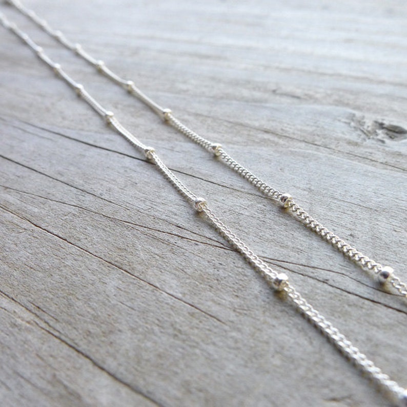 Satellite Chain Sterling Silver Beaded Necklace Layering Piece Tiny Sterling Silver Beads on Chain Dainy Beaded Choker image 3