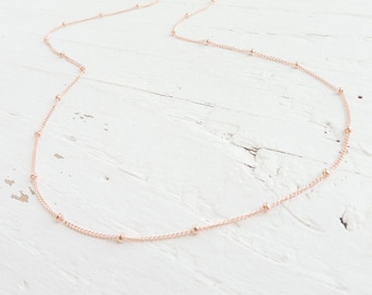 Rose Gold Satellite Chain 14K Gold Filled Beaded Chain Rosegold Necklace Rose Goldfilled Chains Delicate Chain with Beads