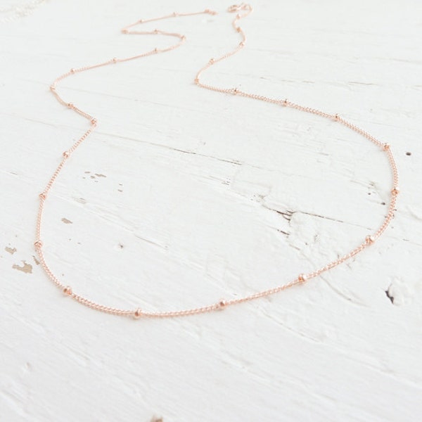 Rose Gold Satellite Chain 14K Gold Filled Beaded Chain Rosegold Necklace Rose Goldfilled Chains Delicate Chain with Beads