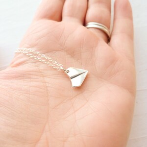 Paper Airplane Necklace - Dainty Origami Pendant - Monogrammed Silver Charm - Personalized Initial - Air Plane image 10