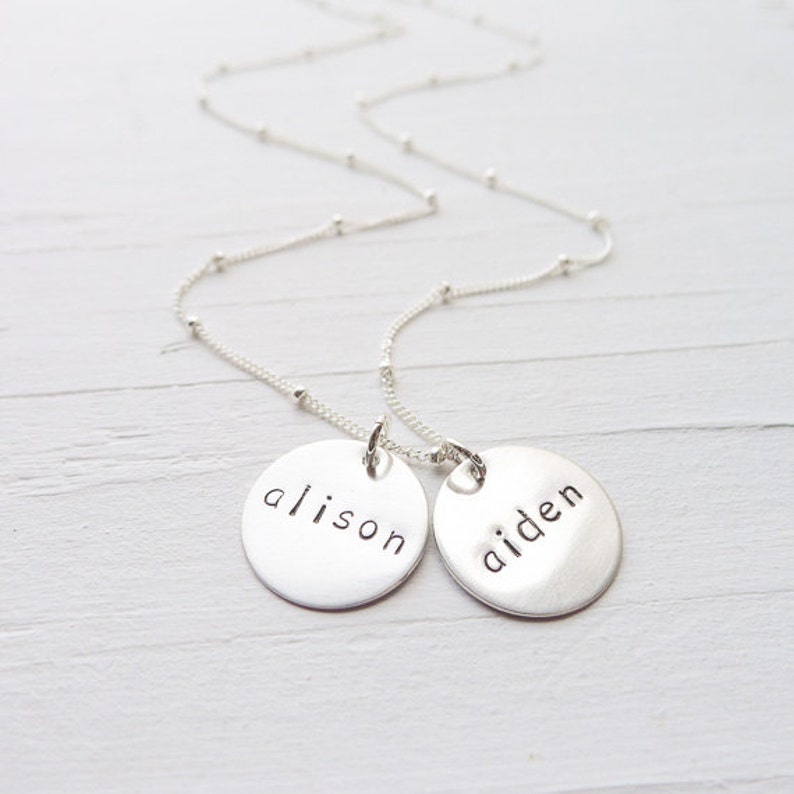 Mom Necklace Sterling Silver Engraved Kids Names Necklaces Etsy