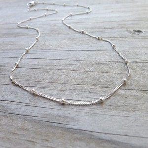 Satellite Chain Sterling Silver Beaded Necklace Layering Piece Tiny Sterling Silver Beads on Chain Dainy Beaded Choker image 4