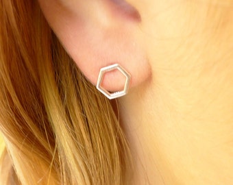 Hexagon Stud Earrings Honeycomb Earings Honey Combs Bee Jewelry Geometric Minimalist Designs