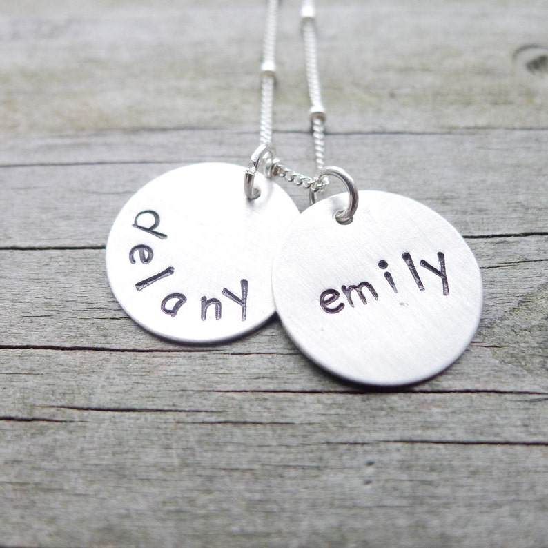 Mom Necklace Sterling Silver Engraved Kids Names Necklaces Etsy