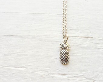 Pineapple Necklace Tiny Pine Apple Pendant in Sterling Silver