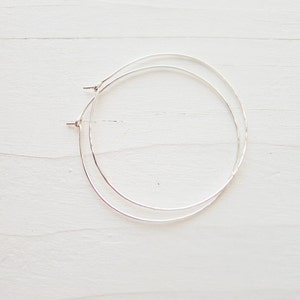 Wispy Hammered Sterling Silver Hoops Hammered Hoop Earring Thin Hoops Lightweight Earrings Thin Hoop