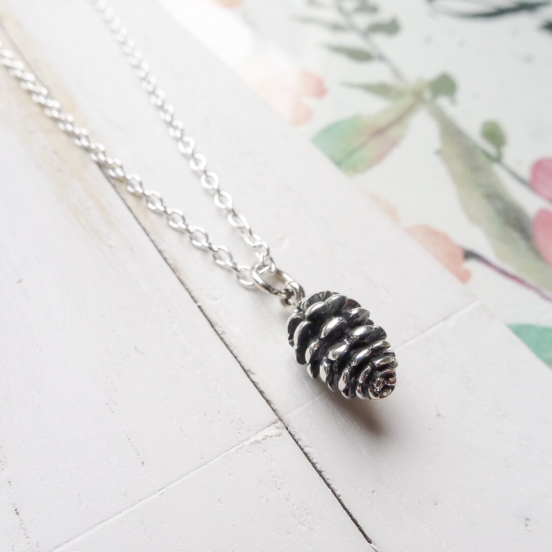 Pine Cone Necklace Sterling Silver Nature Pendant Pinecone Gift Etsy