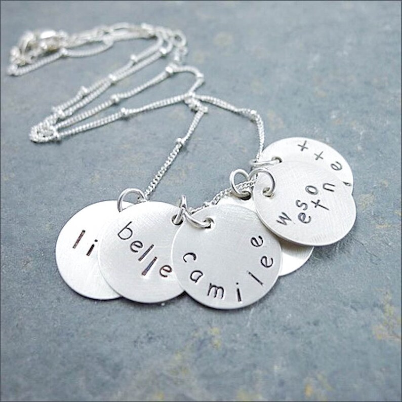 Mom Necklace Sterling Silver Engraved Kids Names Necklaces Etsy