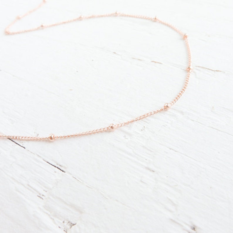 Rose Gold Satellite Chain 14K Gold Filled Beaded Chain Rosegold Necklace Rose Goldfilled Chains Delicate Chain with Beads image 2