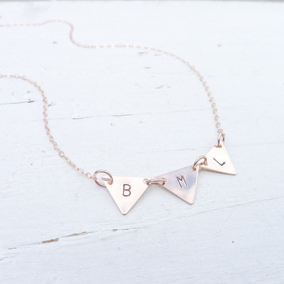 Mini Triangle Banner Necklace Pennant Geometric Minimal Dainty Sterling Silver