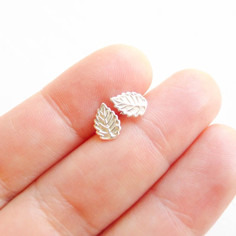 Leaf Studs Sterling Silver Leaves Nature Earrings Posts - Etsy