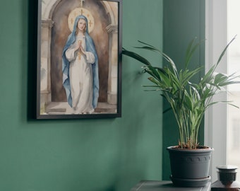 CATHOLIC DECOR Mary Painting, Saint Painting, for framing on canvas, downloadable handmade art