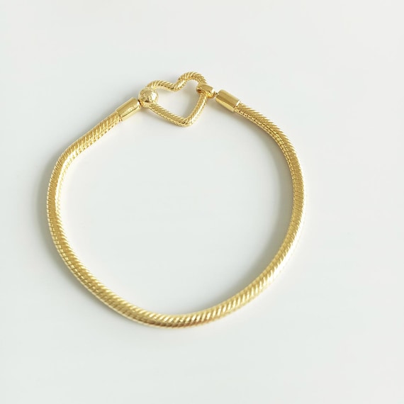 アクセサリー Pandora Heart Closure Snake Bracelet Pandora Moments Heart Closure Snake Chain Bracelet 14k rose