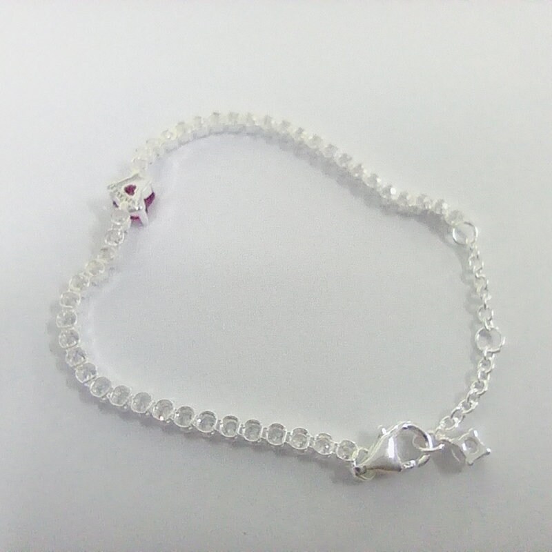 Pandora Red Sparkling Heart Tennis Silver Bracelet 925 - Etsy