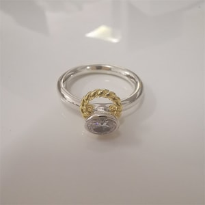 Pandora Halo Reminder Gold Twist Rope Silver Ring