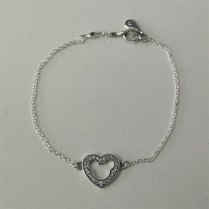 pandora silver symbol of love heart with cz bracelet-17.5cm