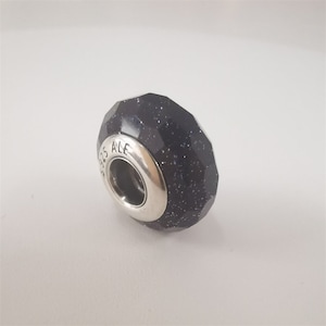 pandora s925 silver purple looking glass murano charm beads