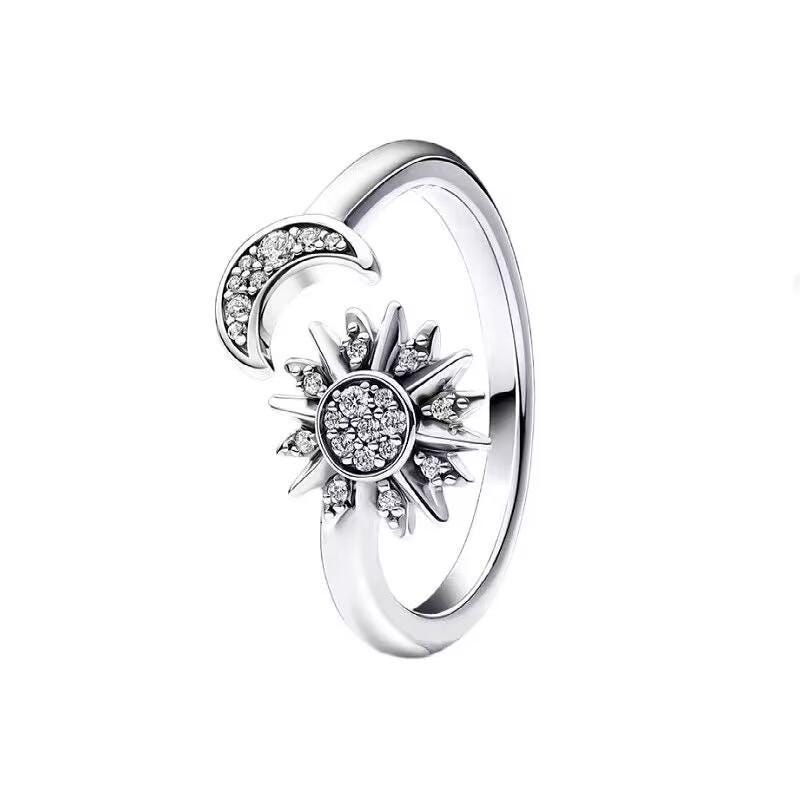 Pandora Sparkling Sun & Crescent Moon Open Ring - Etsy