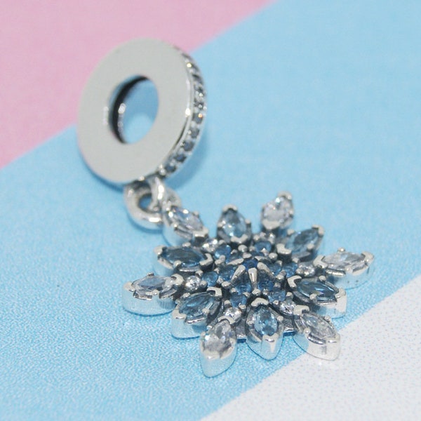 Shimmering Frozen CZ Dangle Pendant Charm  UK ALE S925