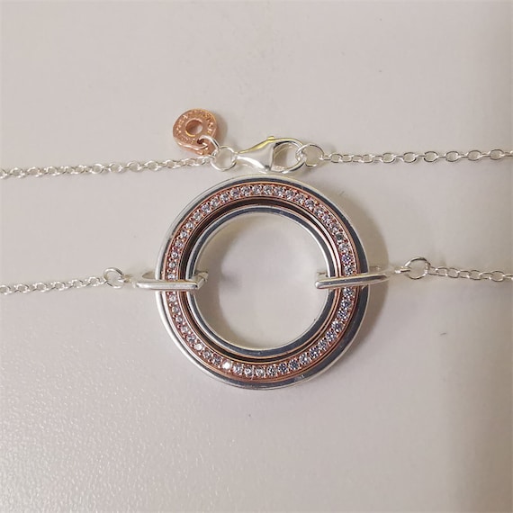 Pandora Signature Two Tone Logo & Pavé Necklace - Etsy