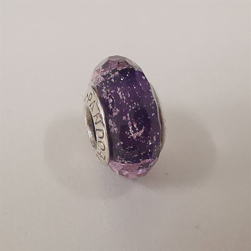 PANDORA ガラス ビーズ Purple Faceted Glass Retired Pandora Purple Fascinating Faceted Murano Charm