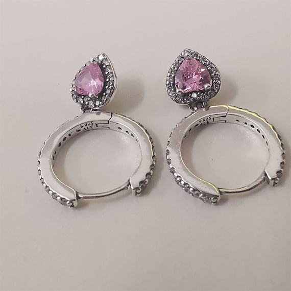 Pandora Sparkling Halo Heart Hoop Earrings Ale S925 Silver