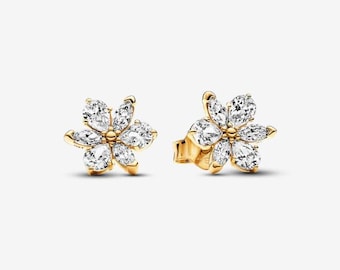 pandora sparkling herbarium cluster gold stud earrings