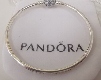 New Pandora Sterling Silver You Are Always in My Heart Bangle