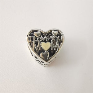 Pandora Charm S925 I Love You Mom MUM Heart Silver Sterling mothers day