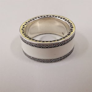 Pandora new silver cz pandora pearlescent hearts band ring