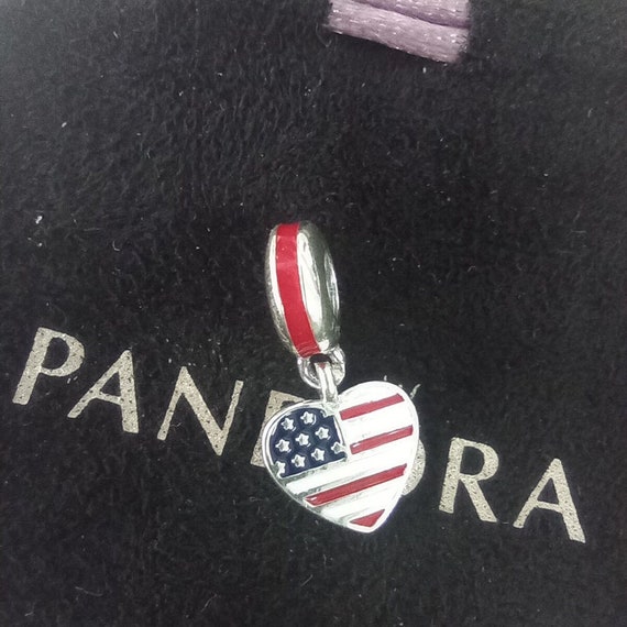 Pandora アメリカ国旗ハートチャーム (US limited) Amazon.com