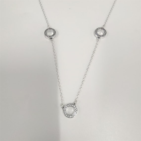 Pandora Pure Silver Pave Kreise Necklace 50cm Etsy Ireland