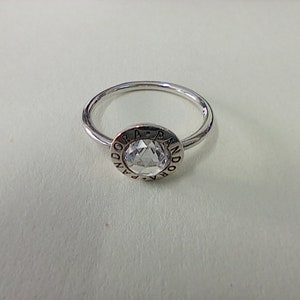 Pandora sterling silver Pandora logo ring CZ size 50-58 pouch