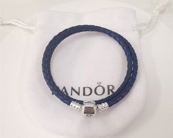 Pandora Size Small Dark Blue Woven Leather Charm Bracelet - Etsy