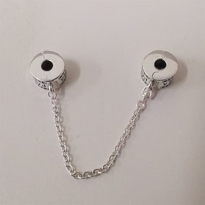 new silver cz pandora logo sparkling safety chain