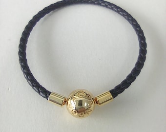 Pandora Moments Black Leather Braided Bracelet -S ALE S925