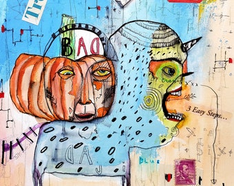 Mixed-Media Outsider Art Painting: Treasures