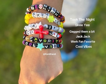 Kandi Bracelets Random Pack (PLUR, Charms, Rave, Festival, Accessories, Memes)