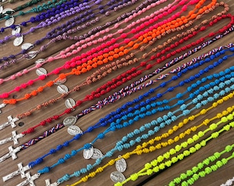 Knotted Cord Rosaries with Miraculous Medal