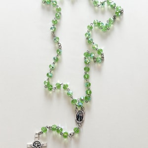 24 1/2 inch light green faceted full rosary