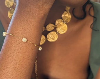 Pulsera de perlas de agua dulce natural real, pulsera con cuentas de perlas múltiples, pulsera minimalista, pulsera simple, regalo para dama de honor, regalo para ella
