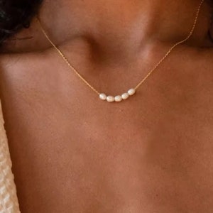 Minimalist Pearl Bead Necklace, Choker Necklace, Bridesmaid Wedding Necklace ,Dainty Pearl Necklace, Freshwater Pearl Necklace, Gift For Her
