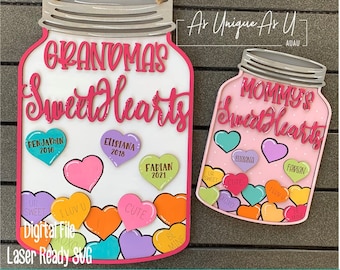 Laser SVG Cut File, Sign Kit Valentine Sweethearts SVG, Candy Hearts Sign Kit, Paint Party Kit, Digital Download, GF Laser Ready File