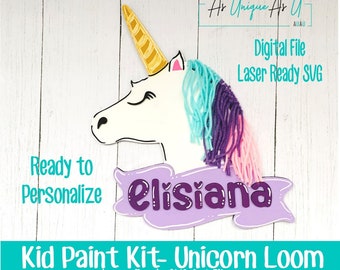 Laser SVG Cut File, Kid Paint Kit Unicorn Loom, Child DIY Kit, Kid Paint Kit SVG, Digital Download, Laser Ready File