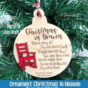 Laser SVG Cut File, Ornament Christmas in Heaven, Memorial Ornament, Digital Download, Laser Ready File