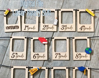 Laser SVG Cut File, Polaroid Photo Frames My School Years, School Photo Banner, Digital Download, GF Laser Ready File