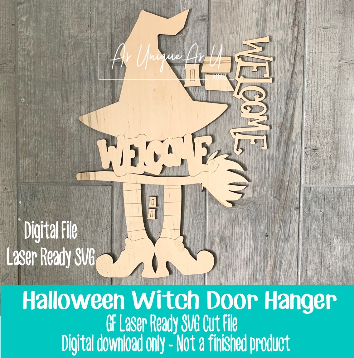 Laser SVG Cut File, Door Hanger Witch Welcome, Halloween Wall Hanging ...