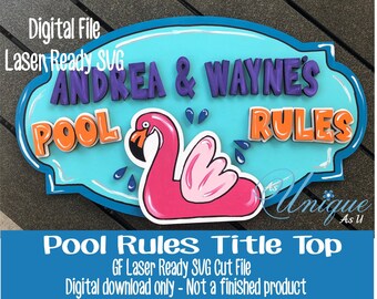 Laser SVG Cut File, Pool Rules Fun Sign, Pool Rules, Patio Signs, Funny Pool Rules, Digital Download, GF Laser Ready File