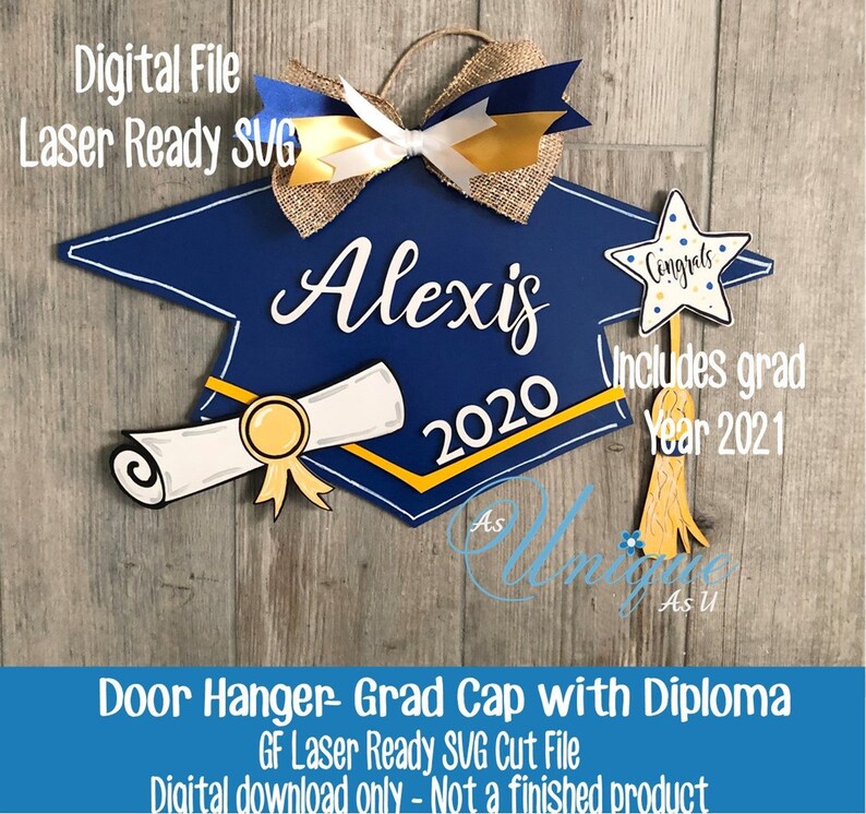 Download Laser SVG Cut File Door Hanger Graduation Cap Class of ...